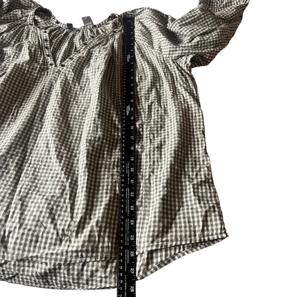 Arie NEW Green & white woven Gingham fairy lightweight women’s top SZ L - Picture 10 of 11